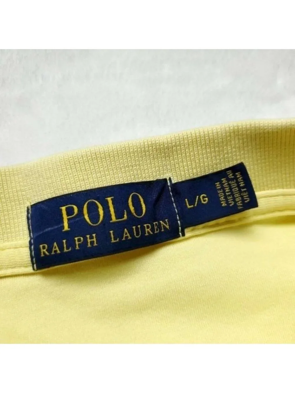 Polo Ralph Lauren Shirt Mens Large Cotton Short Sleeve Yellow Blue Pony Casual